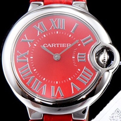 레플리카 [까르띠에] 남성용 신형 UP!! 레이디 워치 발롱블루 드 까르띠에 W6920084 레드 썬더스트 다이얼 스위스 정품 쿼츠 무브먼트 CAR0001  