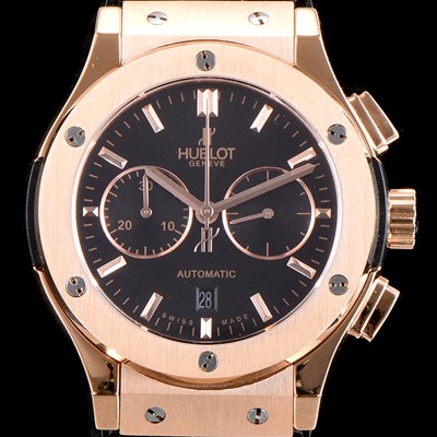 레플리카 [휴블렛] 남성용 클레식 퓨전 521.OX.1180.LR 18K 로즈골드 케이스 크로노그래프 블랙 다이얼 오토매틱 무브먼트 HUB0200  