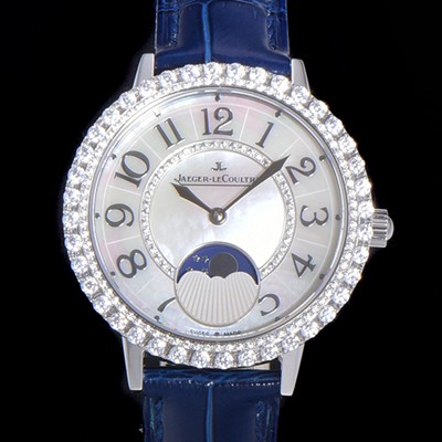 레플리카 [예거르꿀뜨르] 여성용 랑데뷰 문미듐 Q3523570 오토매틱 Cal.935타입 34mm  보석/다이아 베젤 가죽줄 화이트다이얼 jag93870  
