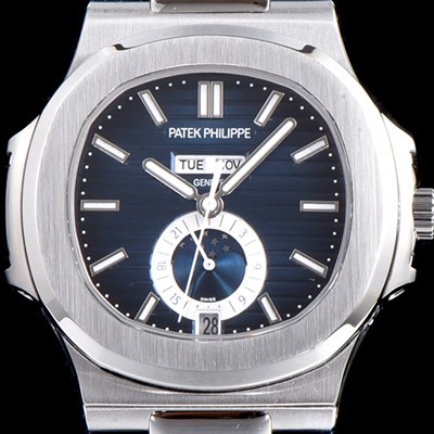 레플리카 [파텝필립] 남성용 파텍필립 신형 노틸러스 데이데이트 문페이즈 블루 텍스쳐드 다이얼 기계식 자동형 무브먼트 PAT0134  