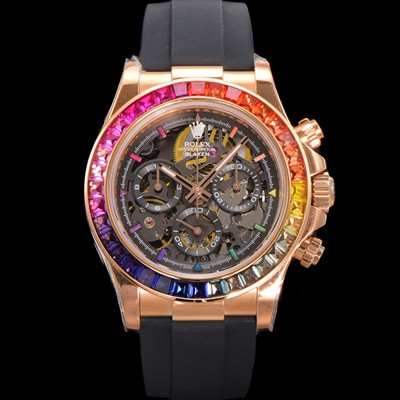 레플리카 [로렉스]남성용 데이토나 40mm 크로노그래프 18k 로즈골드 오토매틱 Cal.4130 무브먼트 스켈레톤 다이얼 rol5381  