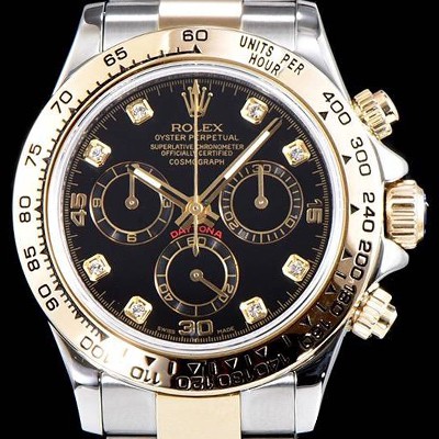레플리카 [로렉스] 남성용 최상급 퀄리티 데이토나 116503 18K 옐로골드 포금 제품!! 크로노그래프 쥬얼 다이아몬드 인덱스 18K 옐로골드 투톤 콤비 제품 블랙 다이얼 오토매틱 무브먼트 ROL0301  