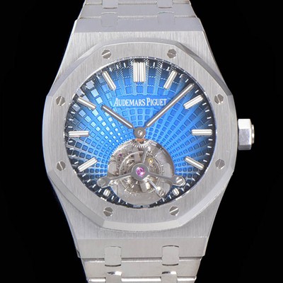 레플리카 [오데마피게] 남성용 로얄오크 Calibre 2924 투어빌론/수동기계식 41미리 금장 18K로즈골드 블랙다이얼 AUD75238  