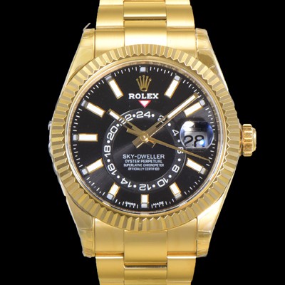 레플리카  [로렉스] 남성용 스카이더웰러 오이스터 퍼페츄얼 오토매틱 Cal.9001타입 42미리 18K 옐루골드 블랙다이얼 rol11420  