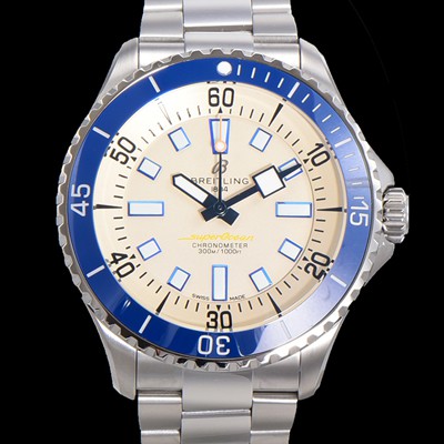 레플리카 [브라이틀링 뉴 다이버워치] 남성용 슈퍼오션 44mm 오토매틱 ETA2824-2 타입 크로노미터 메탈줄 세라믹베젤 아이보리 다이얼  bre44927  