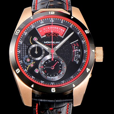 레플리카 [몽블랑] 남성용 타임워커 쿼츠 VK타입 46.4미리 금장 로즈골드 가죽줄 래더스트랩 블랙다이얼 MON71156  
