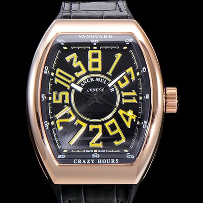 레플리카 [프랭크뮬러] 남성용 뱅가드 오토매틱 CZ02타입 44미리 18K로즈골드 가죽줄/스트랩 블랙다이얼 FRA73874  