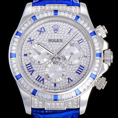 레플리카 [로렉스] 코스모그래프 데이토나 다이아몬드 화이트 다이얼 블루 로마숫자인덱스 오이스터 브레이슬릿 7750-2 오토매틱 무브먼트 ROL20024  