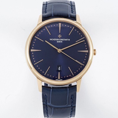 레플리카 [바쉐론콘스탄틴] 남성용 패트리모니 85180/000R-B515 셀프 와인딩 드레스 워치!! 18K 로즈골드 케이스 블루 다이얼 오토매틱 무브먼트 vac1162  