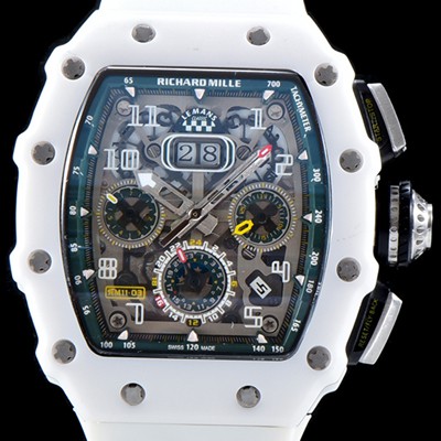 레플리카 [리차드밀레] 남성용 최신버전 업그레이드형 RM011 화이트 세라믹 오버사이즈 데이트 스켈레톤 다이얼 오토매틱 무브먼트 RIC0410  
