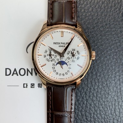 레플리카 [파텍필립] 남성용 퍼페추얼 캘린더 18K 로즈골드 5140 가죽줄 40mm 오토매틱 Cal.240 타입 화이트 다이얼 pat2245  