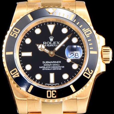 레플리카 [로렉스] 남성용 서브마리너116618LN-97208 블랙 세라믹 베젤 18k 옐루골드 도금 블랙 다이얼 브레이슬릿 ETA 2836-2 오토매틱 무브먼트 ROL0341  