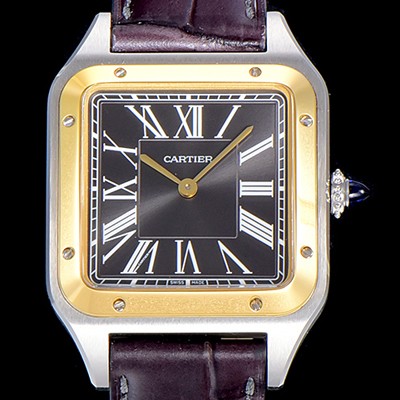 레플리카 [까르띠에]남여공용 산토스 두몽트 쿼츠 커플시계 38미리 43미리/38미리 M/S 블랙다이얼 CAR81631  