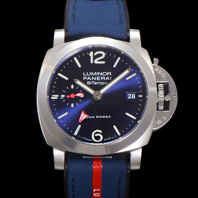 레플리카 [파네라이] 남성용 루미노르 콰란타 비템포 루나 로사 PAM01404 40mm 오토매틱 Cal.P.900 타입 우레탄줄 블루 다이얼 pan5202  
