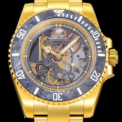 레플리카 [로렉스]남성용 서브마리너 스켈레톤 다이얼 40미리 금장시계 오토매틱 ROL83440  