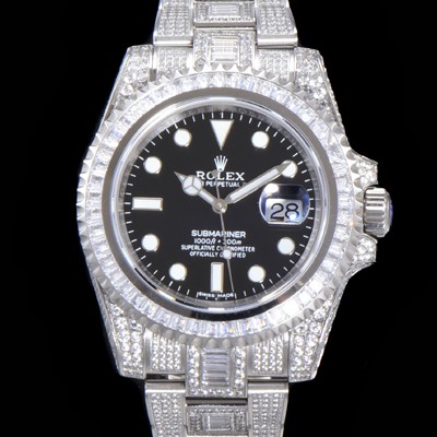 레플리카 [로렉스] 남성용 서브마리너 풀 다이아몬드 셋팅 오토매틱 Cal.3135 무브 40mm 블랙다이얼 rol1231  