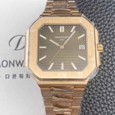 레플리카 [파텝필립] 남성용 큐비투스 데이트 Ref.5821 18K 로즈골드 45mm 오토매틱 Cal.26-330 SC 타입 브라운 다이얼 pat2257  