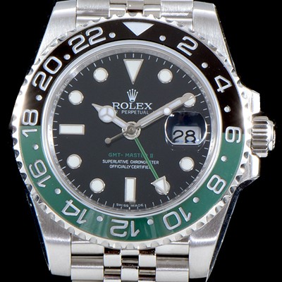 레플리카 [로렉스] 남성용 지엠티 마스터II 116710BLNR 듀얼 타임 블랙/그린 투톤 24시간 회전 베젤 블랙 다이얼 5선 쥬빌리 브레이슬릿 오토매틱 무브먼트 ROL0013  