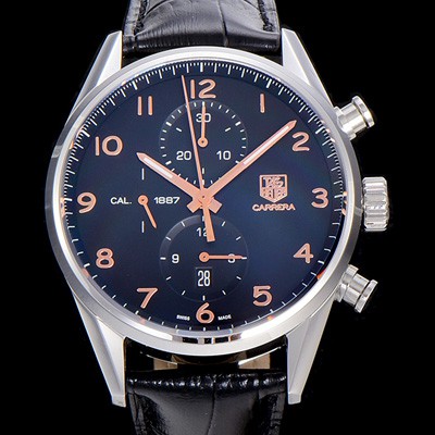 레플리카 [태그호이어] 남성용 까레라 칼리버 1887 크로노그래프 블랙 다이얼 7750 오토매틱 무브먼트 TAG0200  