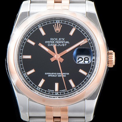 레플리카 [로렉스] 남성용 업그레이드형 데이져스트 116201-63601 오이스터36mm 스무스 베젤(AR) 18K 로즈골드 투톤콤비 블랙 다이얼 오토매틱 무브먼트 ROL0010  