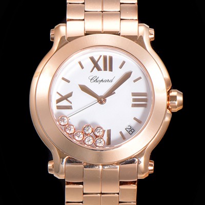 레플리카 [쇼파드] 여성용 해피 스포츠 다이아몬드 36mm 스위스 955.112 쿼츠 18K 로즈골드 화이트다이얼 cho1251  