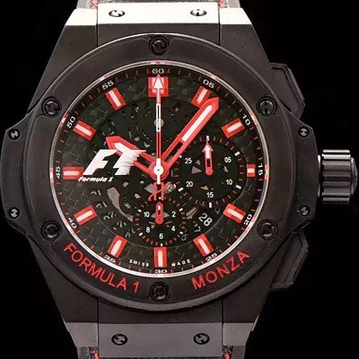 레플리카 [휴블렛] 남성용 빅뱅 킹파워 포뮬러 F1 48mm 버전 블랙다이얼 HUB0424  