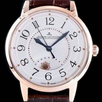 레플리카 [예거르꿀르뜨] 남성용 랑데부 나잇&데이 3442430 미디엄 레이디 워치!! 고급스러운 18K로즈골드 케이스 문페이즈 화이트 기요셰 다이얼 오토매틱 무브먼트 JAG0401  