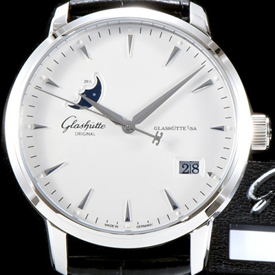 레플리카 [글라슈테 오리지날] 남성용 세나토 1-36-04-05-02-02 클래식 문페이즈 up!! 화이트 다이얼 (기계식 자동)오토매틱 무브먼트 GLA4210  