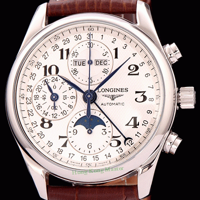 레플리카 [론진] 남성용 정*성시계 ! BEST UP!! 마스터 컬렉션 L2.773.4.78.3 문페이즈 크로노그래프 베스트 모델 화이트 발리콘 다이얼 오토매틱 무브먼트 LON0402  