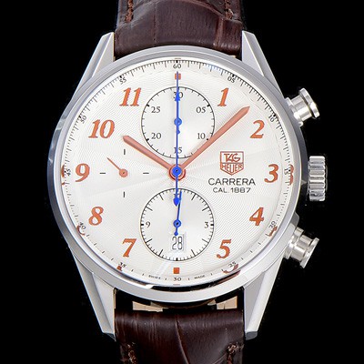 레플리카 [태그호이어] 남성용 까레라 1887 오토매틱 크로노 그래프 화이트 다이얼 TAG73841  