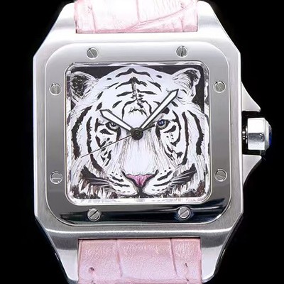 레플리카 [까르띠에] 남성용 산토스 시리즈 백호 다이얼 쿼츠 무브먼트 CAR0505  