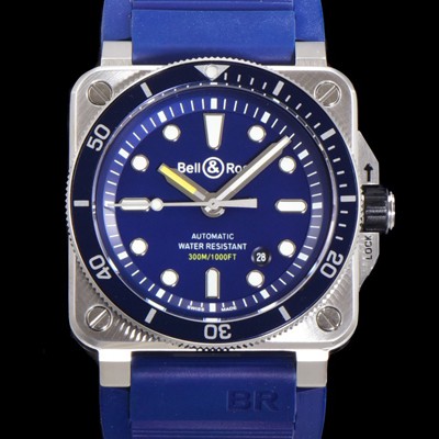 레플리카 [벨엔로즈] 남성용 BR03-92 다이버 스틸 오토매틱 ETA2836-2 타입 42mm 우레탄줄 블루다이얼 bel42749  