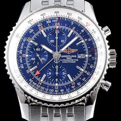 레플리카 [브라이틀링] 남성용 네비타이머 월드 43mm 크로노그래프 네이비 다이얼 오토매틱 무브먼트 BRE0210  