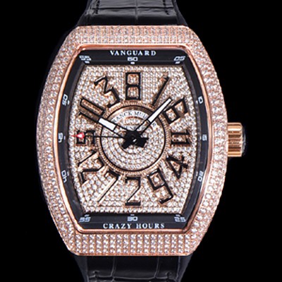 레플리카 [프랭크뮬러] 남성용 뱅가드 오토매틱 CZ02 타입 44미리 18K로즈골드 보석/큐빅 케이스 가죽줄 보석다이얼 fra83042  