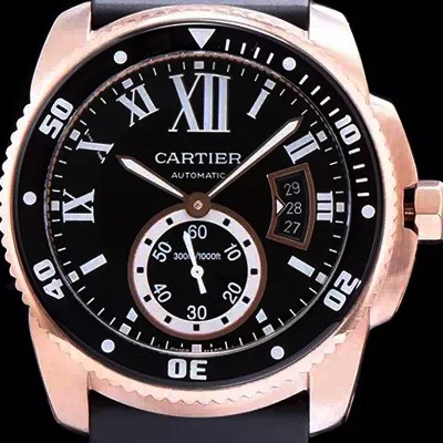 레플리카 [까르띠에] 남성용 칼리브 드 까르띠에 다이버 블랙 다이얼 오토매틱 무브먼트 CAR0143  