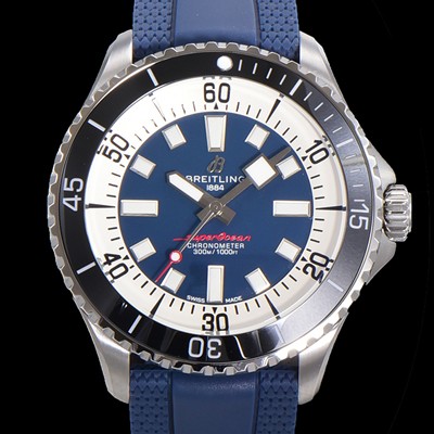 레플리카 [브라이틀링 뉴 다이버워치] 남성용 슈퍼오션 44mm 오토매틱 ETA2824-2 타입 크로노미터 우레탄줄 세라믹베젤 블루다이얼  bre04249  