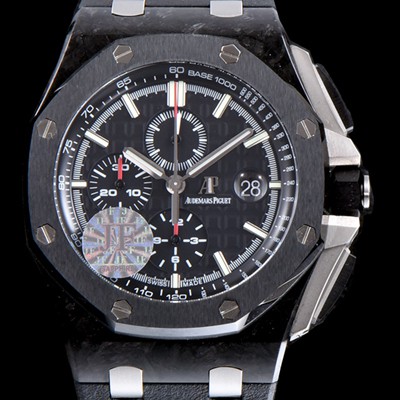 레플리카 [오데마피게] 남성용 NEW MOVT UP!! 로얄오크 오프쇼어 26400AU.OO.A002CA.01 포지드 카본 에디션 블랙 세라믹 베젤 크로노그래프 블랙 와플 다이얼 오토매틱 무브먼트 AUD0200  