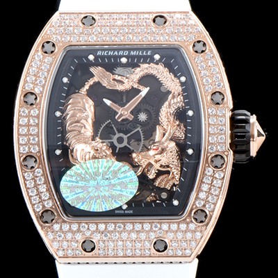 레플리카 [리차드밀레] 남성용 리차드밀 RM51-01 타이거&드래곤 미쉘 요 워치!! 수공 맞물림 형식의 쥬얼세팅 고급스러운 18K 로즈골드 스켈레톤 다이얼 오토매틱 무브먼트 RIC0452  