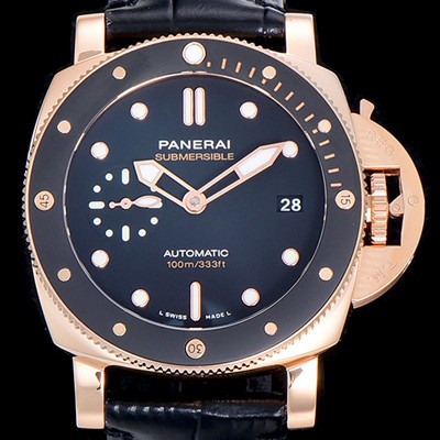레플리카 [파네라이]남성용 루미노르 PAM00974 섭머져블 42미리 18K 로즈골드 금장 오토매틱 블랙다이얼 PAN53630  