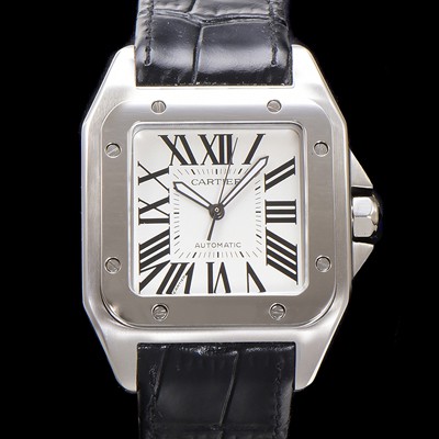 레플리카 [까르띠에] 산토스 100 W20073X8 오토매틱 ETA2824-2 타입 남성용 51mm 가죽줄 화이트 다이얼 car69319  