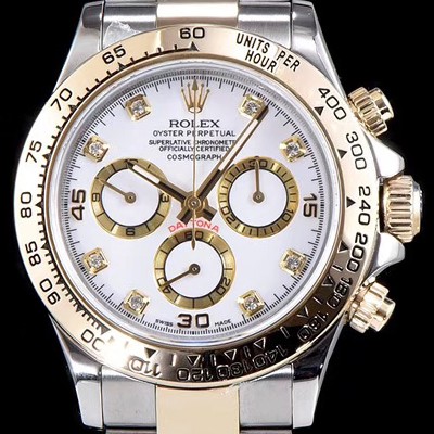레플리카 [로렉스] 남성용 최상급 퀄리티 데이토나 116523-78593 18K 옐로골드 포금 제품!! 크로노그래프 쥬얼 다이아몬드 인덱스 18K 옐로골드 투톤 콤비 화이트 다이얼 오토매틱 무브먼트 ROL0302  