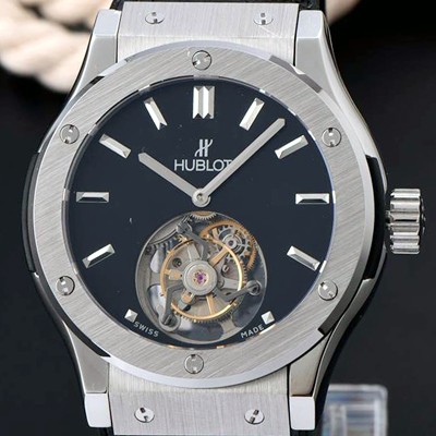 레플리카 [휴블렛] 남성용 솔로 뱅 투어빌론 블랙 다이얼/세라믹 베젤 hub1057  