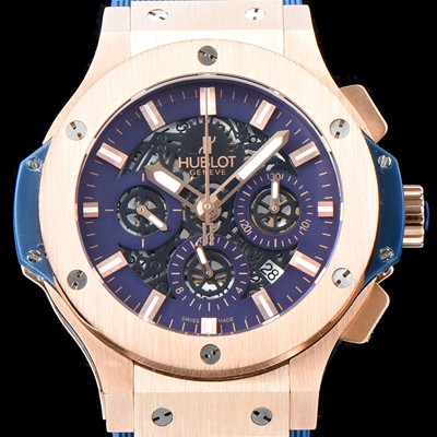 레플리카 [휴블렛] 남성용 New pgrade!!빅뱅 341.PB.131.RX 18K 로즈 골드 크로노그래프 44MM 블루&스켈레톤 다이얼 수정형 ETA 7750 오토매틱 무브먼트 HUB0230  