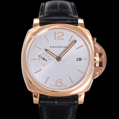 레플리카 [파네라이] 남성용 루미노르 듀 골드텍 PAM01336 42미리 오토매틱 Cal.P.900 타입 18K 로즈골드 화이트 다이얼 pan5196  