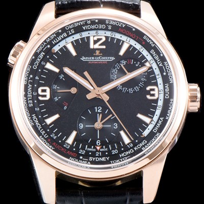 레플리카 [예거르꿀뜨르] 남성용 폴라리스 지오그래픽 904847J WT!! 세컨드 타임존 24시간 인디케이터 월드타임 파워 리저브 블랙 그라데이션 다이얼 수정형 Cal.866 타입 오토매틱 무브먼트 JAG0400  