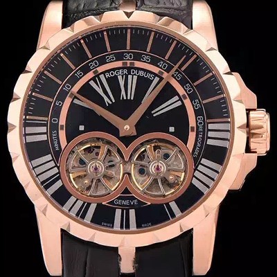 레플리카 [로저드뷔] 남성용 엑스칼리버 아시안 오토매틱 블랙 다이얼 47mm ROG4223  