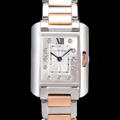 레플리카 [까르띠에] 남여공용 탱크 앙글레즈 미듐/라지 오토매틱/쿼츠 18K 로즈골드 36mm/30mm 메탈줄 물결 실버다이얼 car34019  