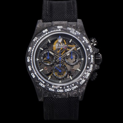레플리카 [로렉스]남성용 데이토나 포지드카본 40mm 크로노그래프 오토매틱 Cal.4130 무브먼트 스켈레톤 다이얼 rol5372  