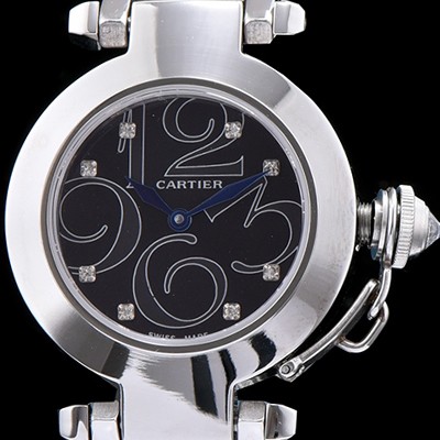 레플리카 [까르띠에] 남성용 파샤 블랙다이얼 스위스 쿼츠 무브먼트 CAR0504  