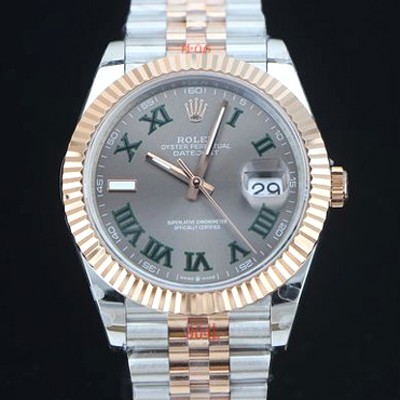 레플리카 [로렉스] 남성용 904L스틸!! 2022신형 데이저스트 41mm II m126334 그레이 다이얼 로마인덱스 18K 로즈골드 신형 Cal.3235 오토매틱 무브먼트 ROL06118  